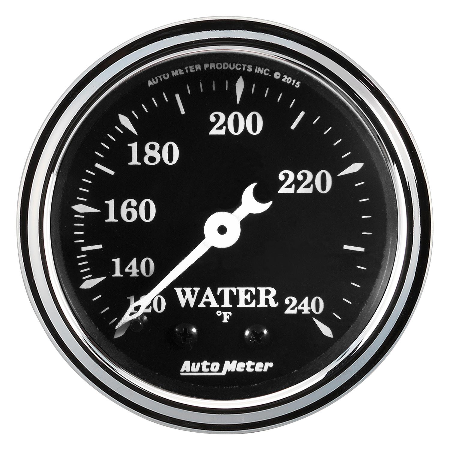 Auto Meter 2-1/16" WATER TEMP, 120-240 °F, MECH, OLD TYME BLACK - 1733