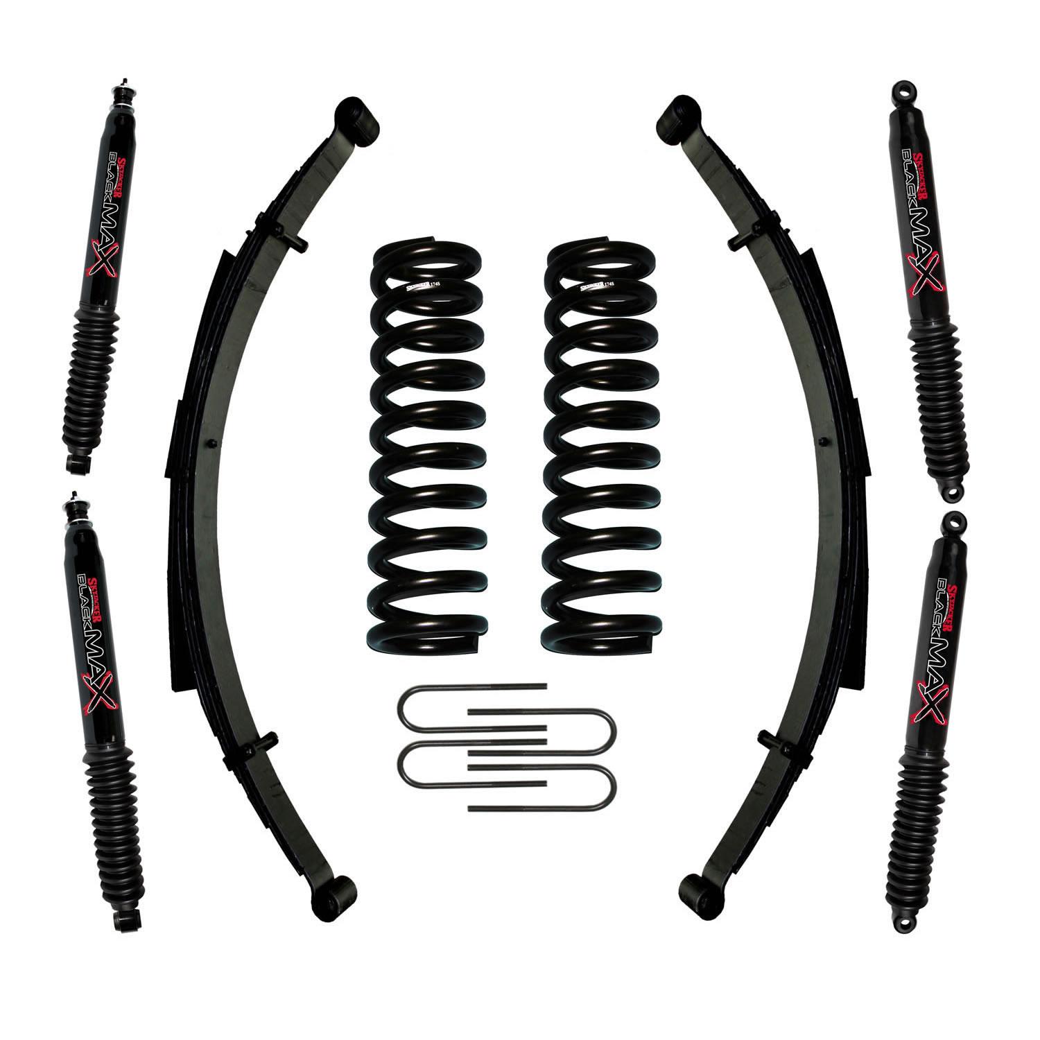 Skyjacker Bronco Suspension Lift Kit 78-79 Ford Bronco w/Shock Black MAX Shocks 4 Inch Lift Incl. Front/Rear Springs Rear U Bolt Kit - 174BKS-B