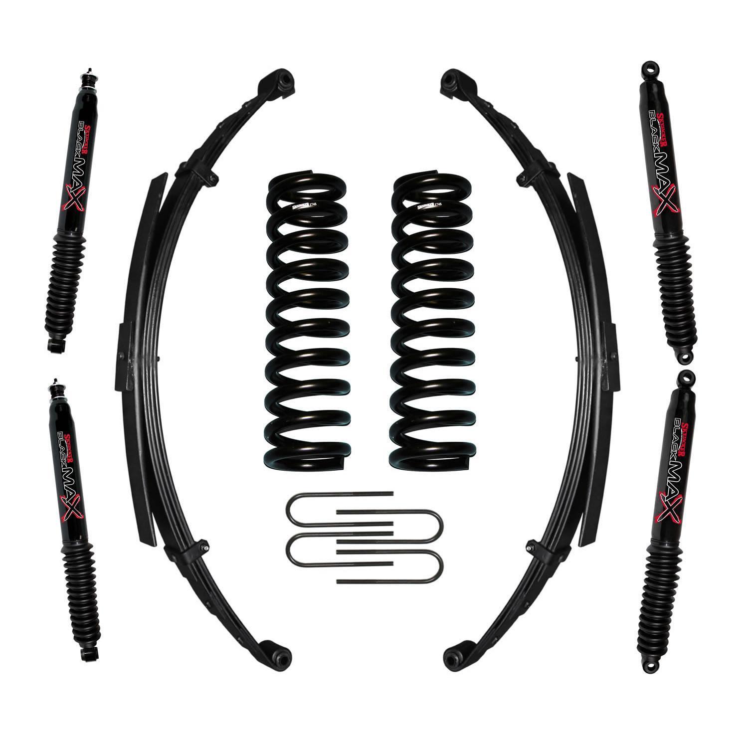 Skyjacker Bronco Suspension Lift Kit 75-77 Bronco w/Shock Black MAX Shocks 5 Inch Lift Incl. Front/Rear Springs Rear U Bolt Kit - 174EBKS-B