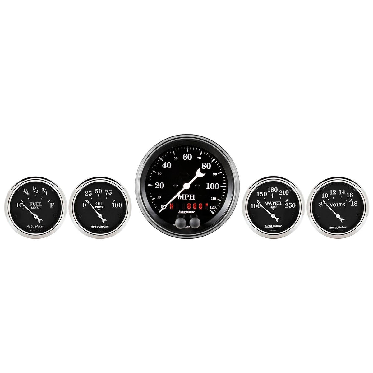Auto Meter 5 PC. GAUGE KIT, 3-3/8" & 2-1/16", GPS SPEEDOMETER, OLD TYME BLACK - 1750