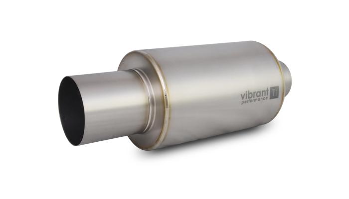 Vibrant Performance Titanium Muffler With Straight Cut Natural Tip, 2.5" Inlet/Outlet - 17561