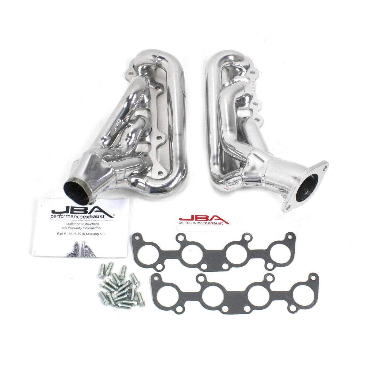 JBA 2015-2020 Mustang GT 5.0L 1-3/4" Stainless Steel Cat4ward Shorty Headers (Silver Ceramic) - 1689SJS