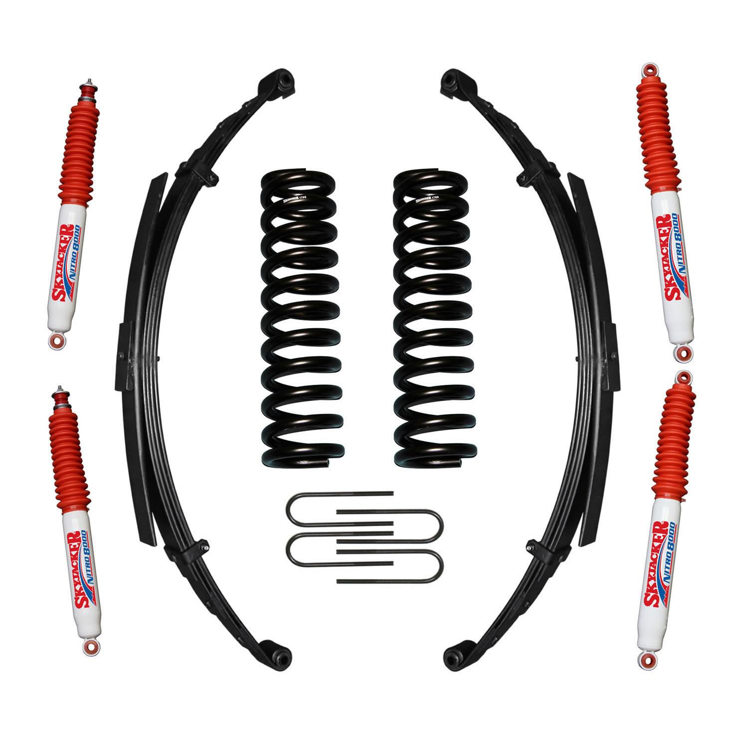 Skyjacker Bronco Suspension Lift Kit 75-79 Bronco w/Shock Nitro Shocks 7 Inch Lift Incl. Coil Spring Leaf Spring U Bolt Kit - 176EBKS-N