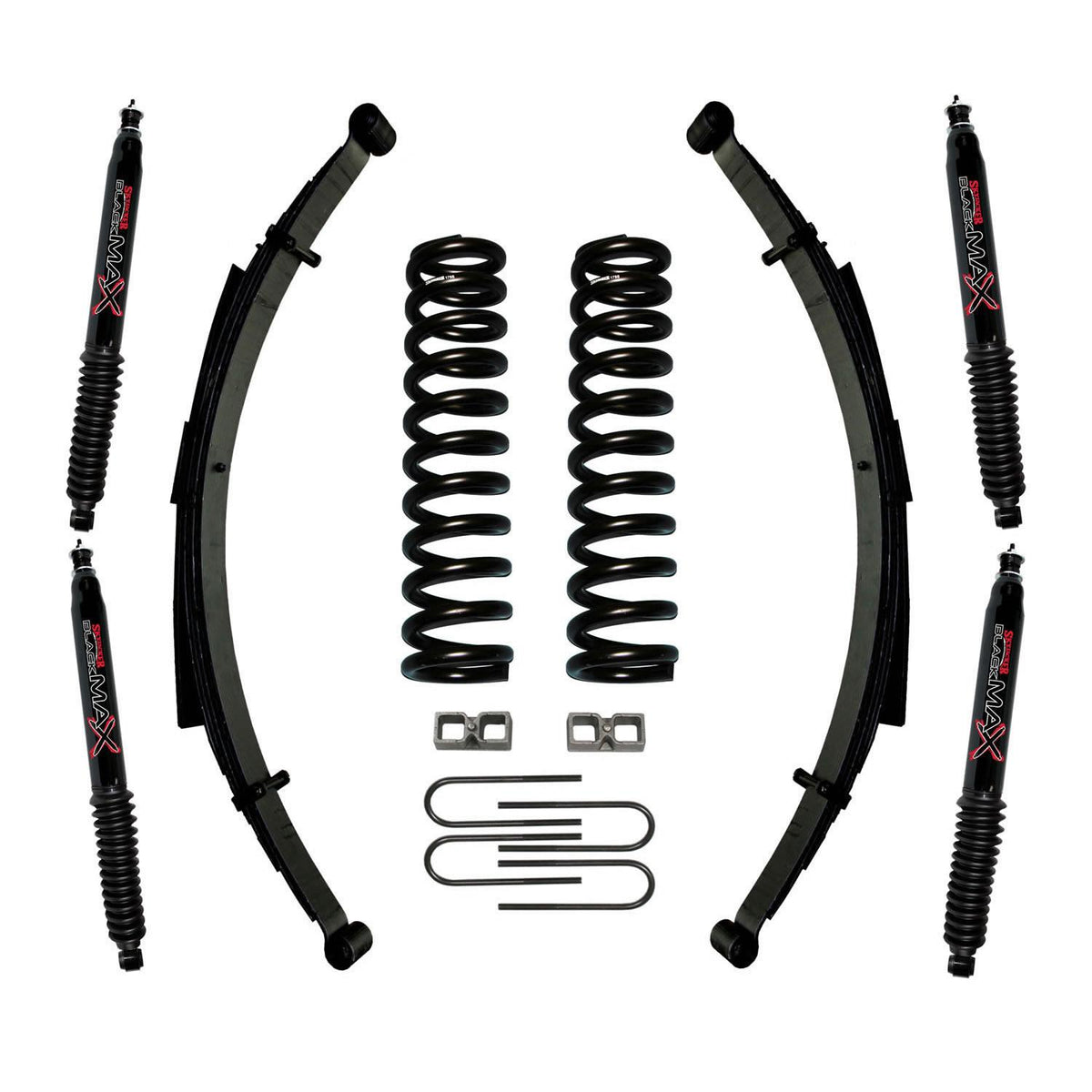 Skyjacker Suspension Lift Kit w/Shock Black MAX Shocks 9 Inch Lift Incl. Front/Rear Springs Rear U Bolt Kit 2 Inch Rear Blocks - 179PKS-B
