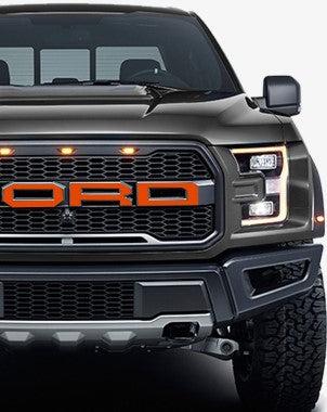 Anchor Room Front Grille Letter Overlays (2017-2020 Raptor) - Gloss Black - 17FR_FGL_