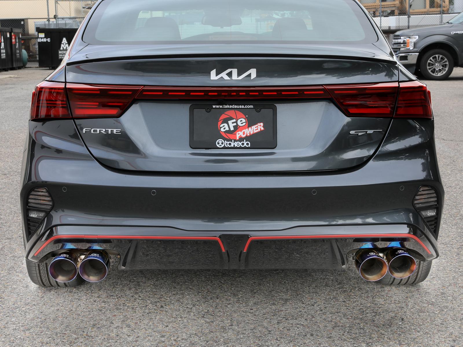 AFE Takeda 3 IN to 2-1/2 IN 304 Stainless Steel Axle-Back Exhaust w/ Blue Flame Ti (2022-2024 Forte GT) - 49-37039-L