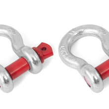 Rugged Ridge D-Ring Shackle Kit 5/8 Inch Silver/Red Pin Steel Pair - 11235.02
