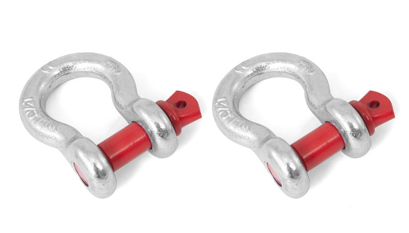 Rugged Ridge D-Ring Shackle Kit 5/8 Inch Silver/Red Pin Steel Pair - 11235.02