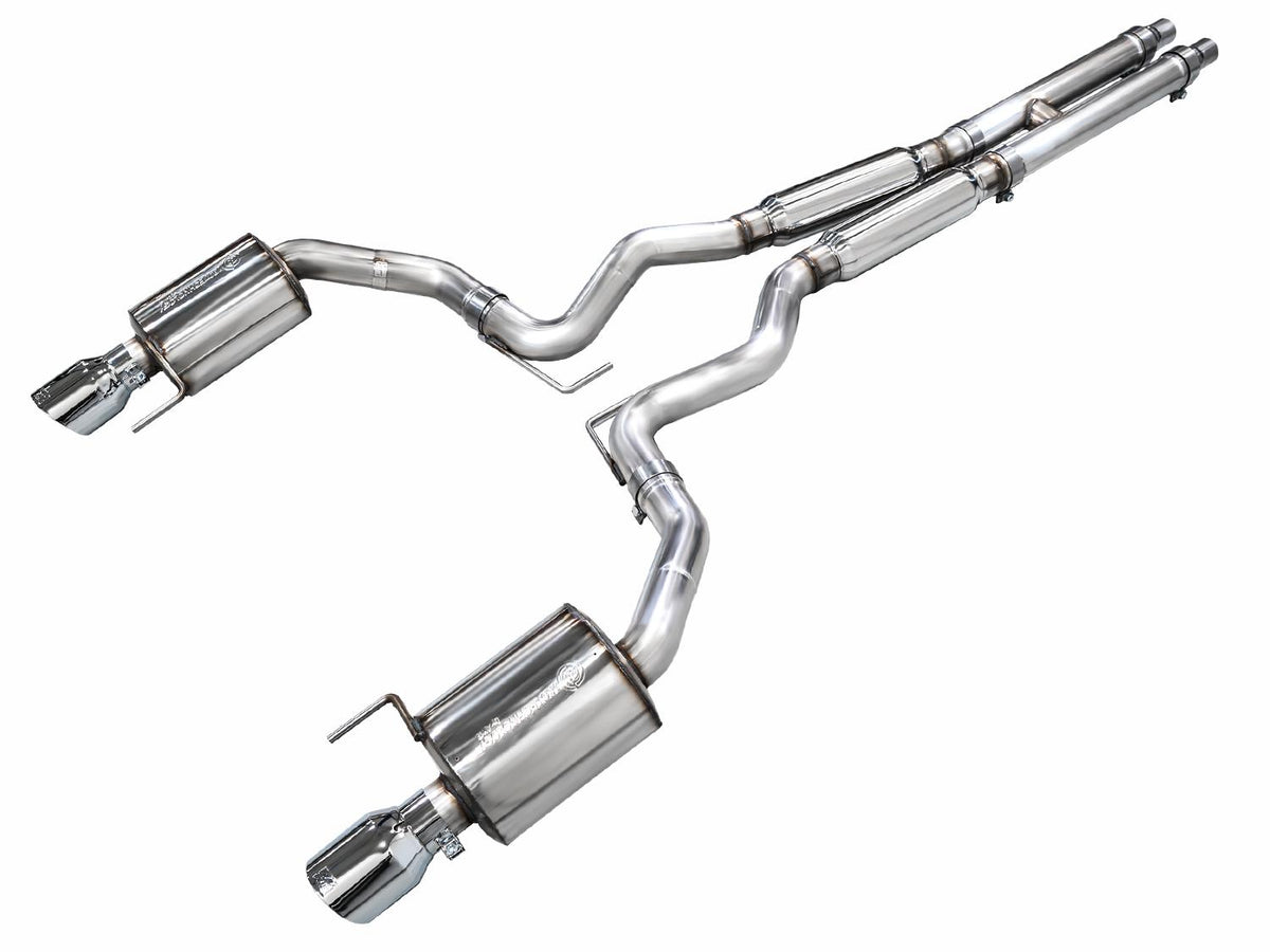 AWE Touring Edition Catback Exhaust - Dual Chrome Silver Tips (2024-2026 Mustang GT) - 3015-32650