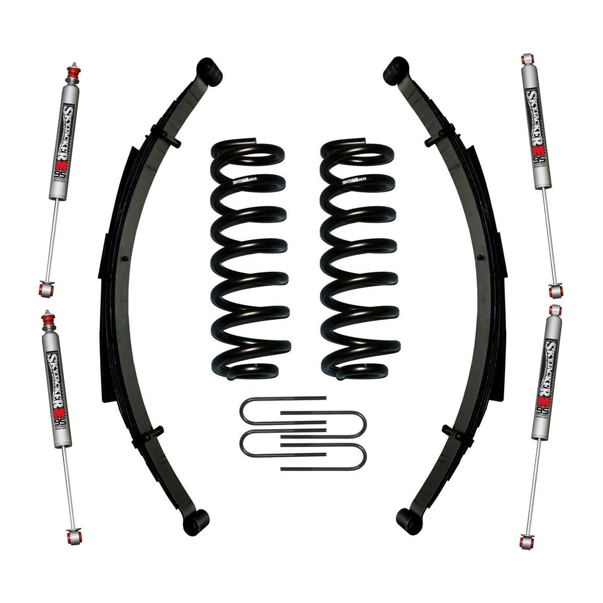 Skyjacker Suspension Lift Kit w/Shock M95 Performance Shocks 1.5-2 Inch Lift Incl. Front/Rear Springs Rear U Bolt Kit - 182BKS-M