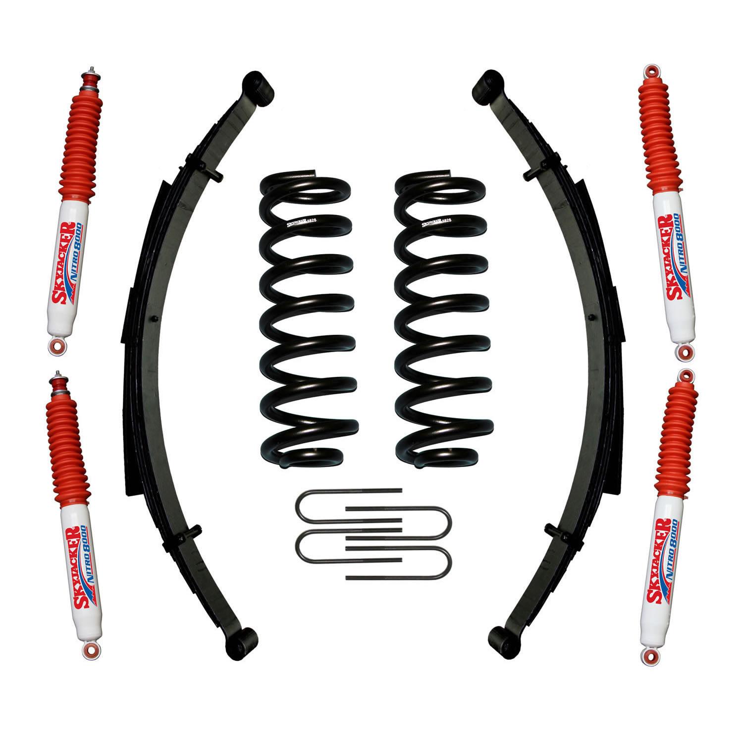 Skyjacker Suspension Lift Kit w/Shock Nitro Shocks 1.5-2 Inch Lift Incl. Front/Rear Springs Rear U Bolt Kit - 182BKS-N