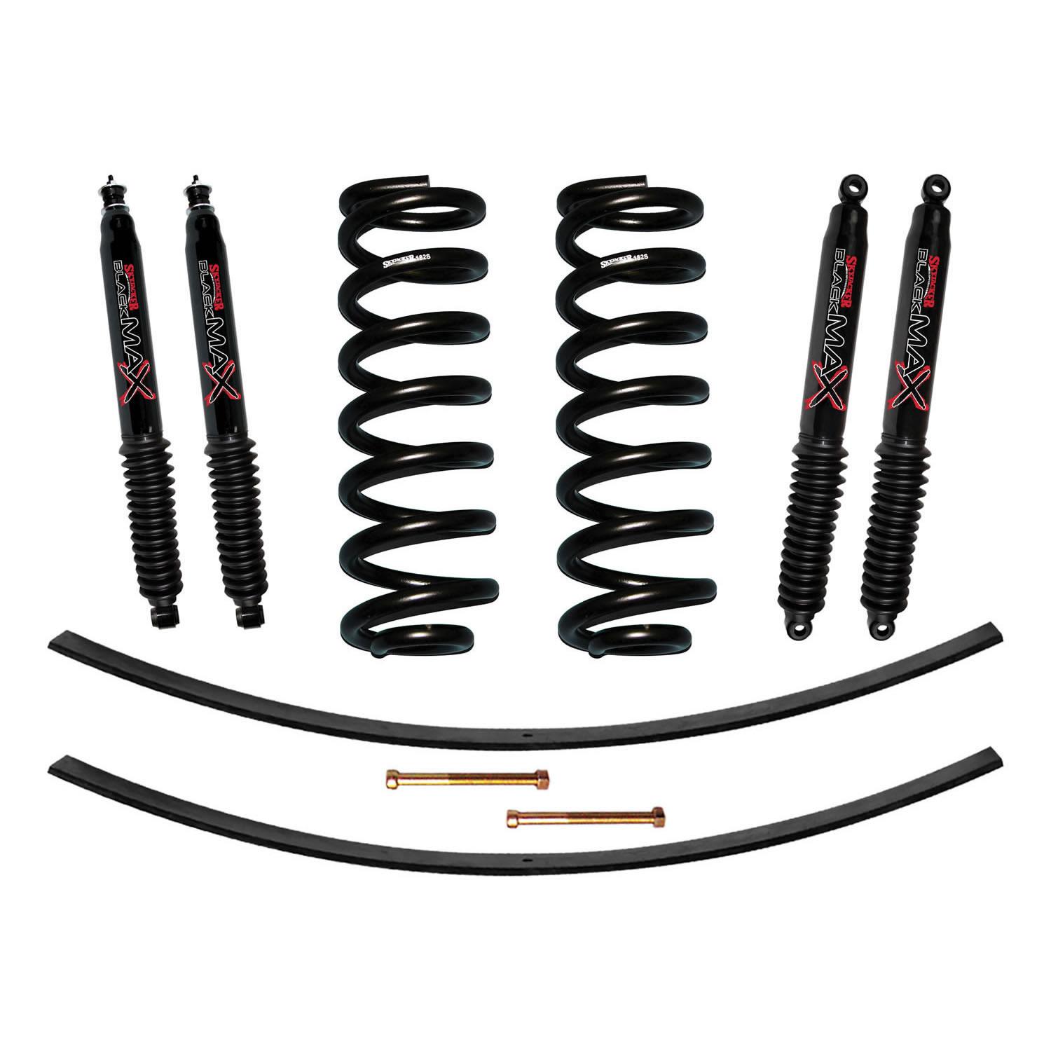 Skyjacker Suspension Lift Kit w/Shock Black MAX Shocks 1.5-2 Inch Lift Incl. Front Coil Springs Rear Add-A-Leafs - 182K-B