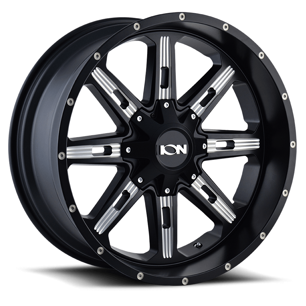 ION Wheels Type 184 17x9 / 5x127 BP / -12mm Offset / 87mm Hub Satin Black/Milled Spokes Wheel - 184-7952M