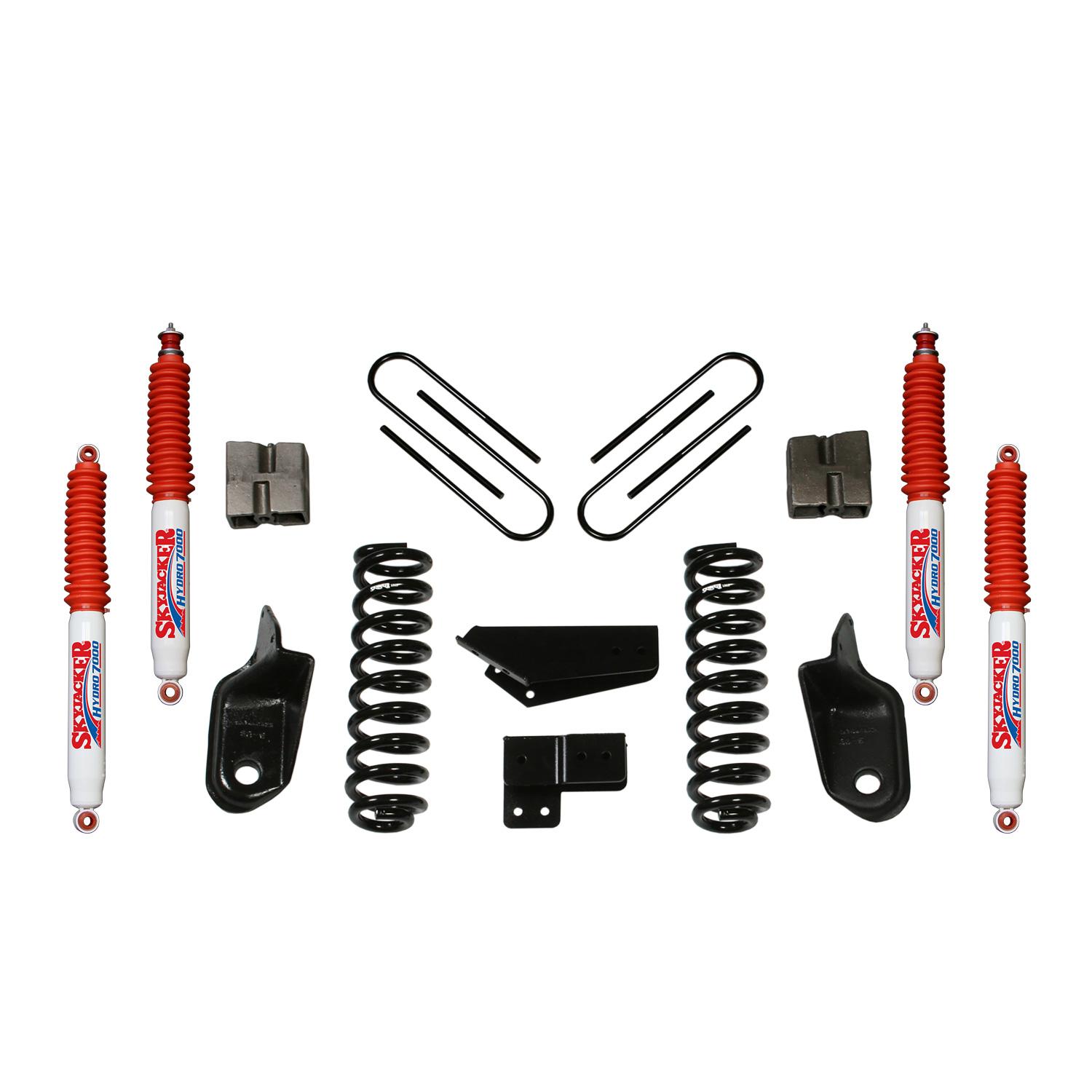 Skyjacker Suspension Lift Kit w/Shock 4 Inch Lift Incl. Front Coil Springs Brackets Rear U Bolt Kit Rear Block - 184BK-H