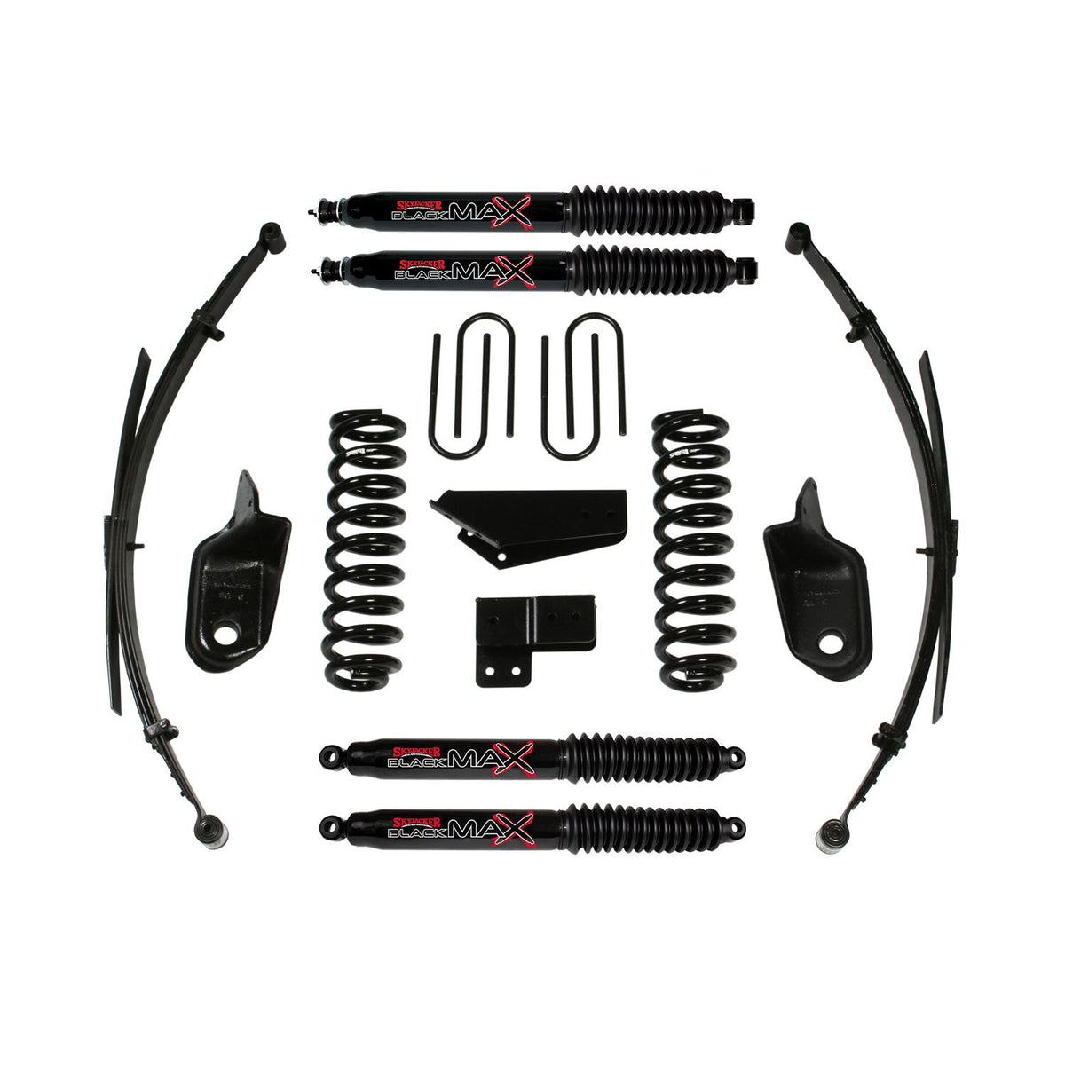 Skyjacker Suspension Lift Kit w/Shock Black MAX Shocks 4 Inch Lift Incl. Front/Rear Springs Brackets Rear U Bolt Kit - 184BKS-B
