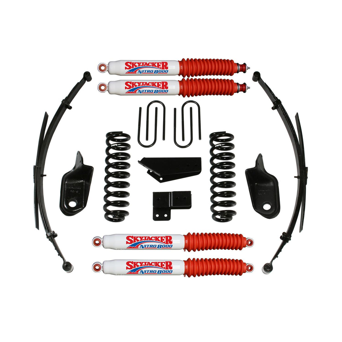 Skyjacker Suspension Lift Kit w/Shock Nitro Shocks 4 Inch Lift Incl. Front/Rear Springs Brackets Rear U Bolt Kit - 184BKS-N