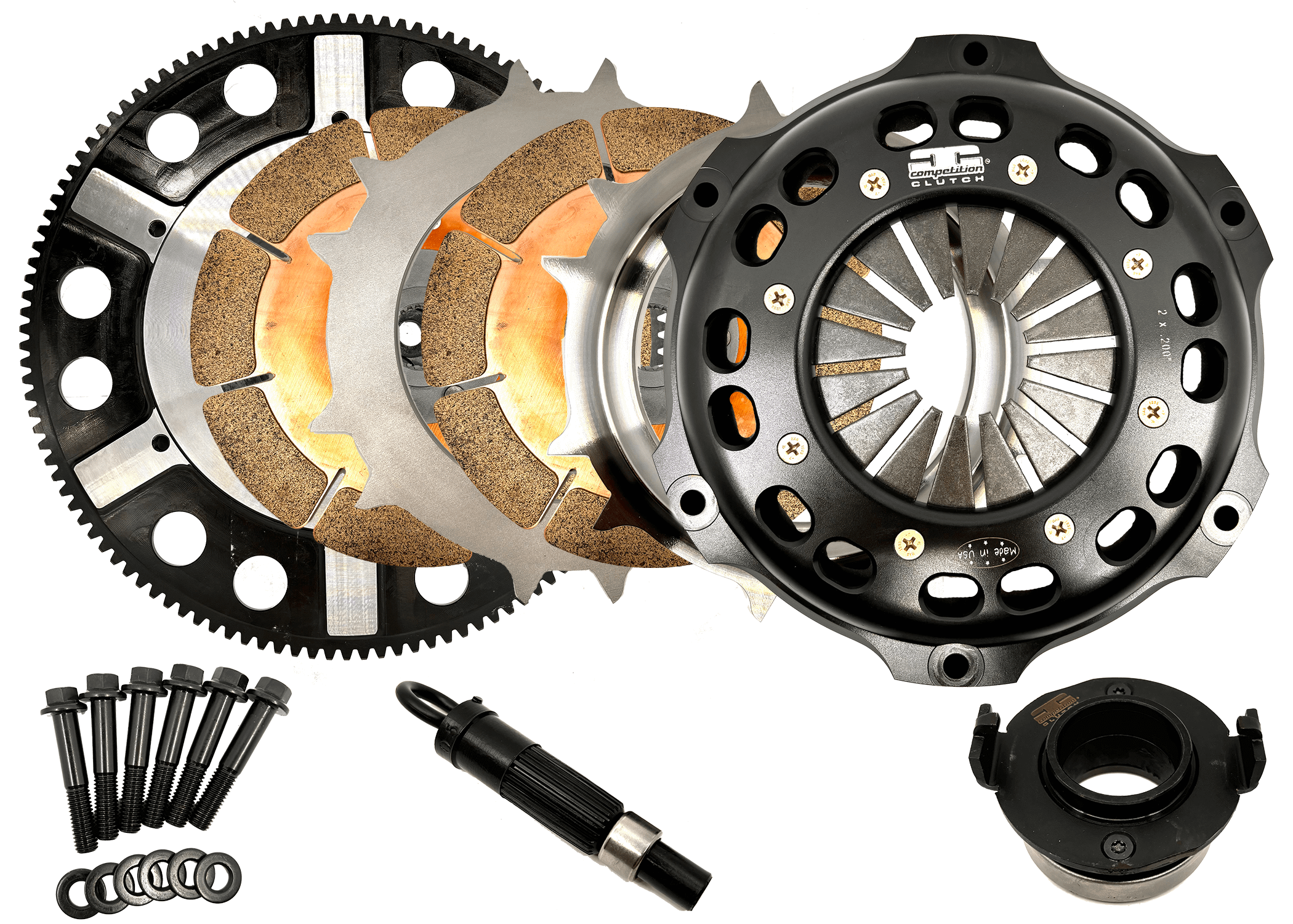 Competition Clutch Clutch Kit: Full Race Twin Disc: Honda B Series 184Mm Ceramic: W/Flywheel (1994-2001 Acura Integra, Honda Civic del Sol) - 1848026-2