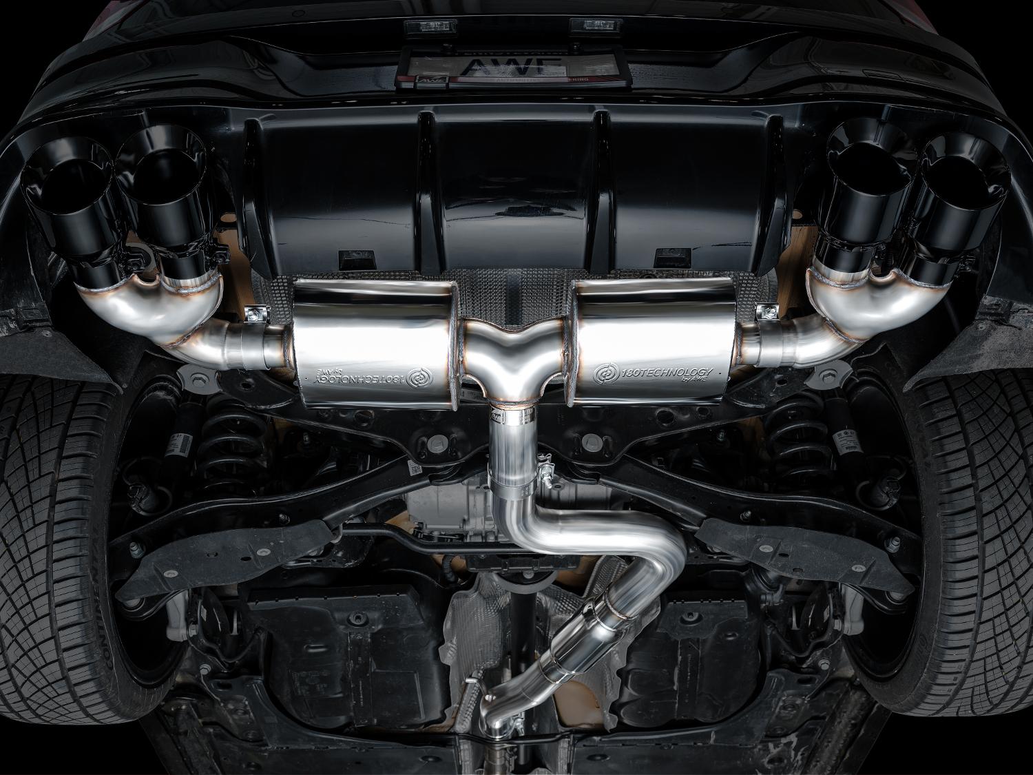 AWE Touring Edition Exhaust for Volkswagen MK8 Golf R - Diamond Black Tips - 3015-43658