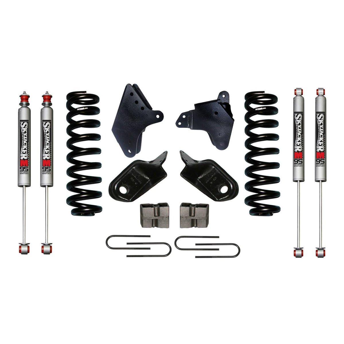 Skyjacker F-150 Suspension Lift Kit 80-96 Ford F-150 w/Shock M95 Performance Shocks 6 Inch Lift Incl. Front Coil Springs Brackets Rear U Bolt Kit Rear Blocks - 186BK-M