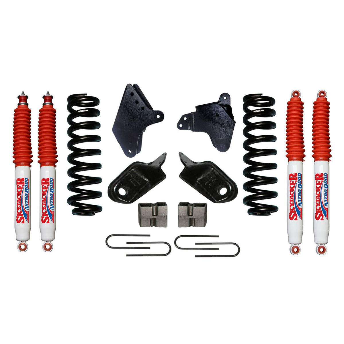 Skyjacker F-150 Suspension Lift Kit 80-96 Ford F-150 w/Shock Nitro Shocks 6 Inch Lift Incl. Front Coil Springs Brackets Rear U Bolt Kit Rear Blocks - 186BK-N