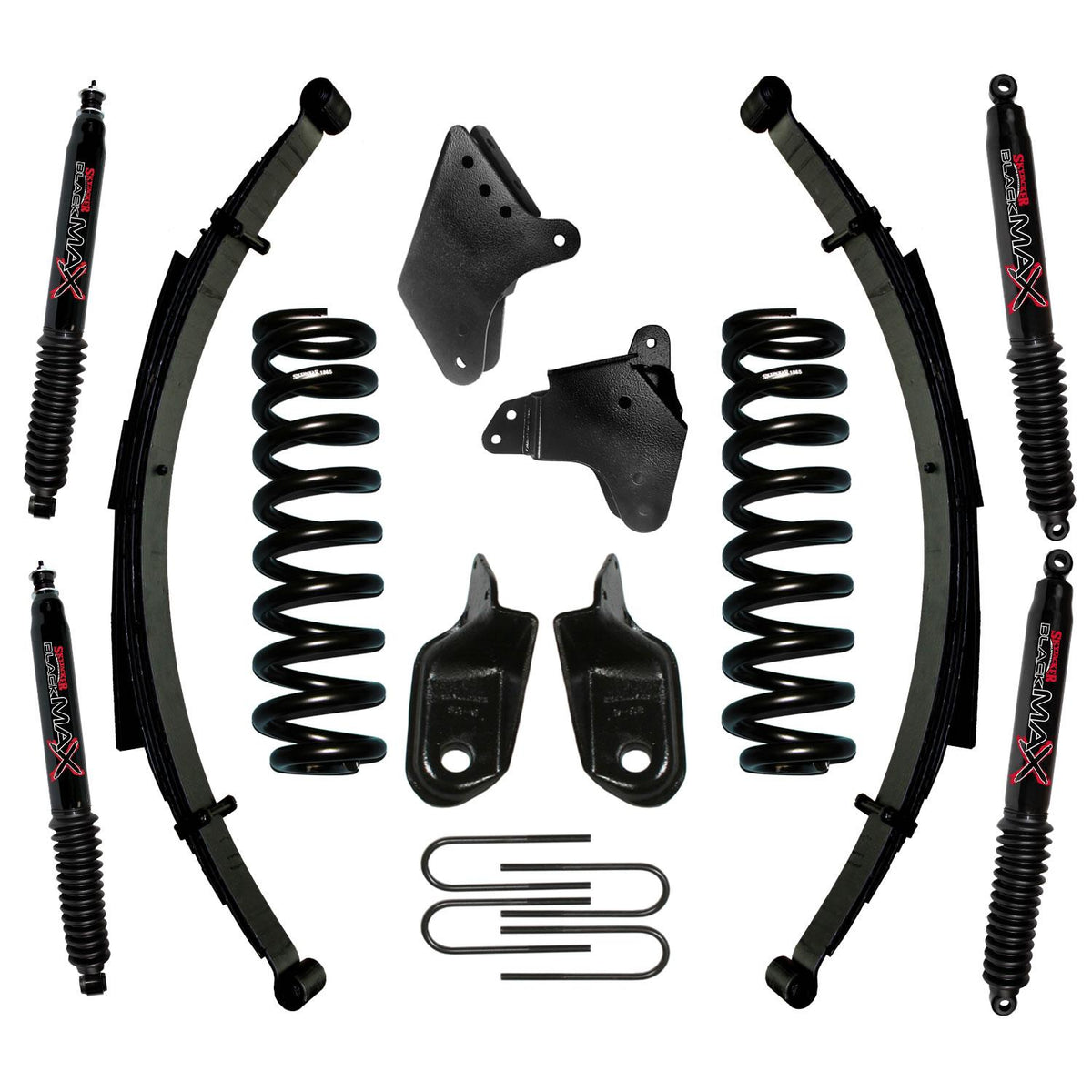 Skyjacker F-150 Suspension Lift Kit 80-96 Ford F-150 w/Shock Black MAX Shocks 6 Inch Lift Incl. Front/Rear Springs Brackets Rear U Bolt Kit - 186BKS-B