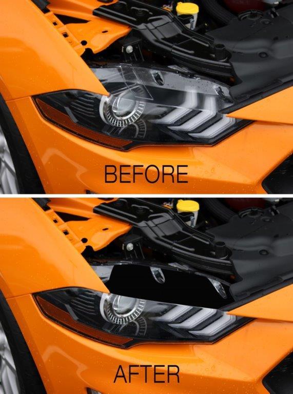Anchor Room Headlight Top Vinyl Black Out Panels - Wild Card Red (Race Red) (2018-2023 Mustang) - 18FM_HLTBO_R