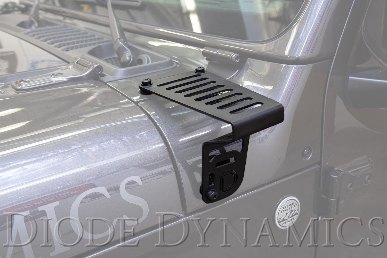 Diode Dynamics SS3 Cowl LED Bracket Kit for 18-20Wrangler JL/Gladiator Yellow Pro Diode Dynamics (2018-2021 Wrangler, Gladiator) - DD6556