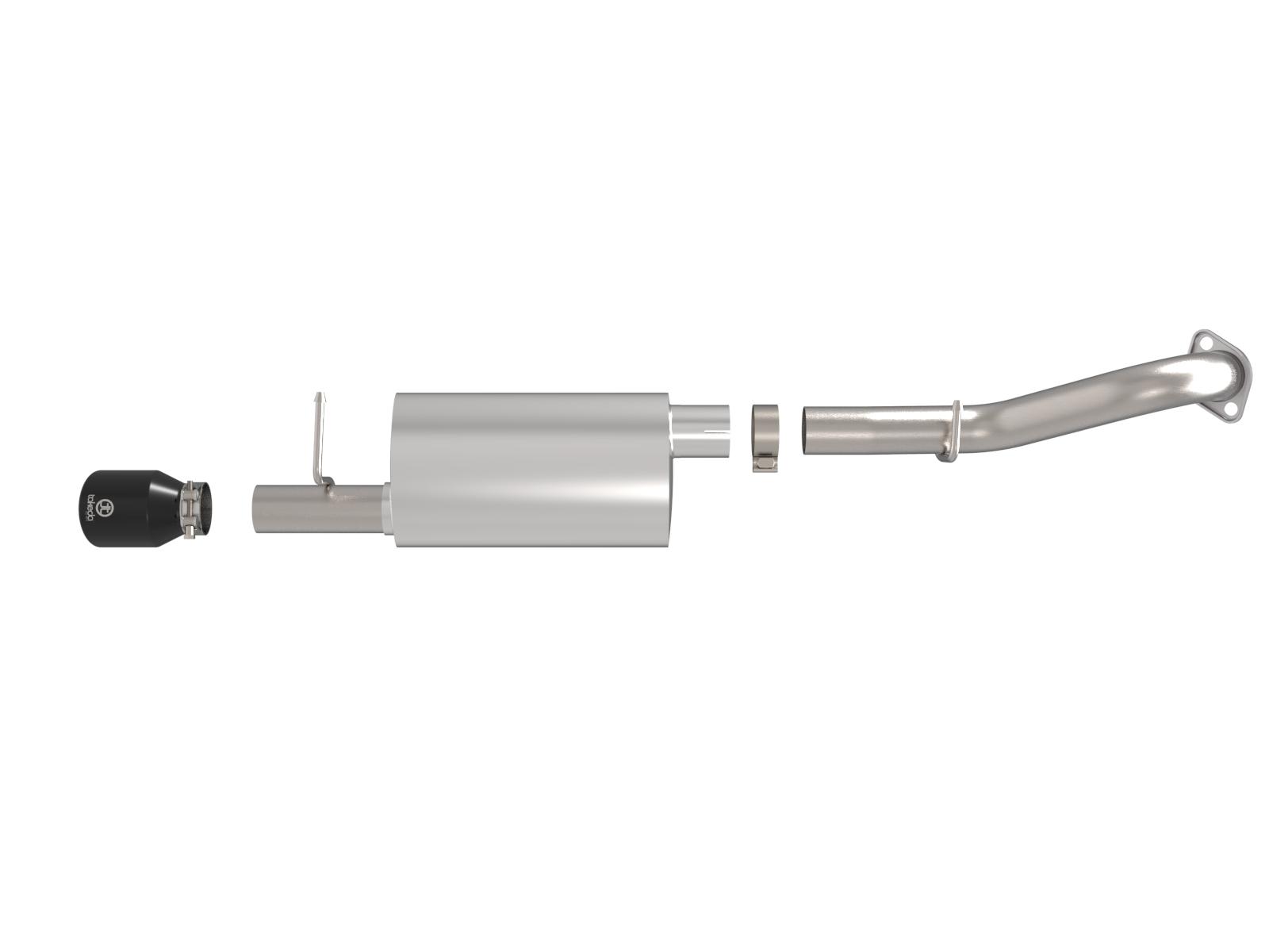 AFE Takeda 2-1/2 IN 304 Stainless Steel Axle-Back Exhaust System w/ Black Tip (2014-2019 Corolla) - 49-36083-B