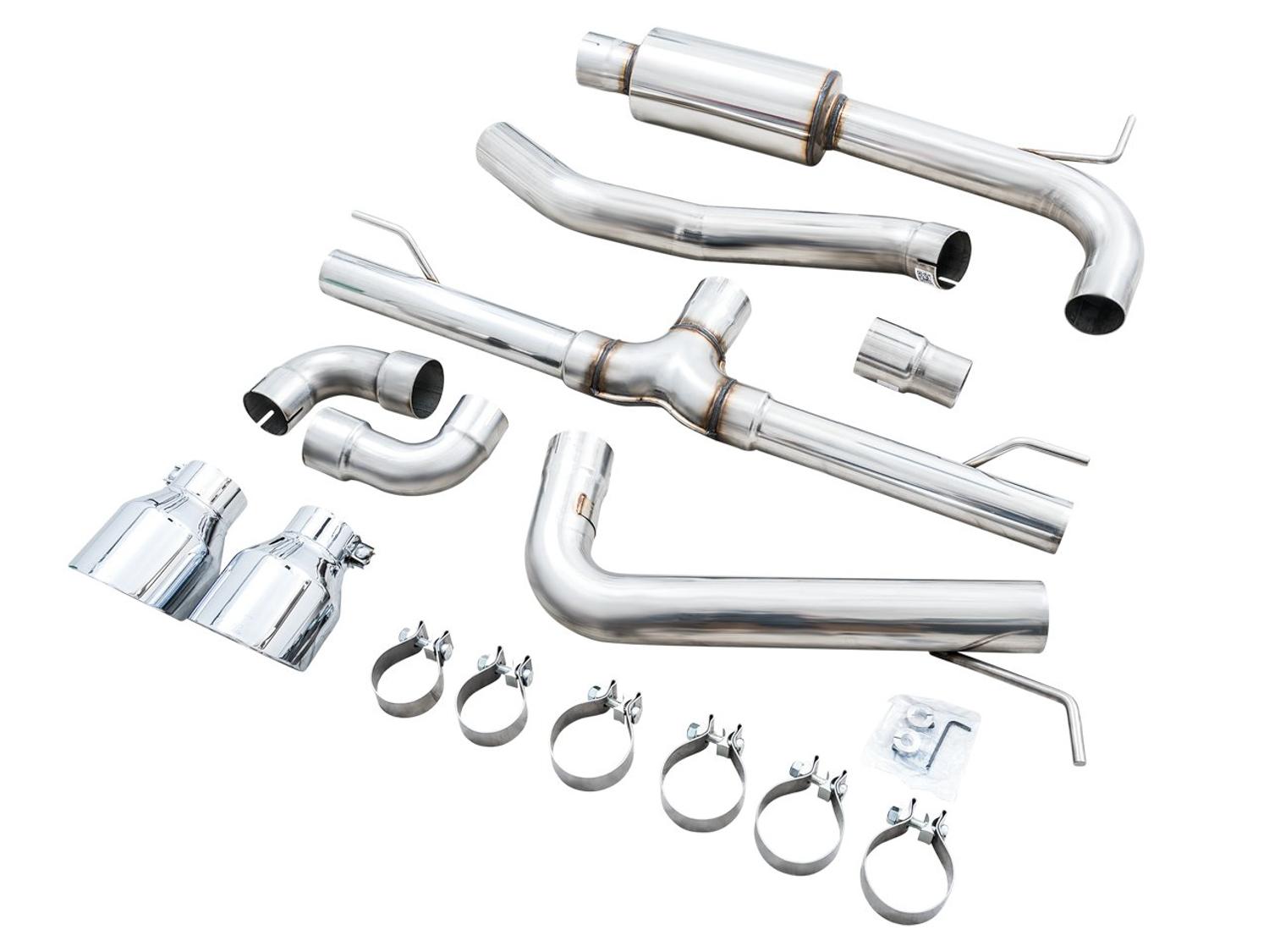 AWE Track Edition Catback Exhaust - Chrome Silver Tips (2022-2023 Volkswagen MK8 GTI) - 3020-32658