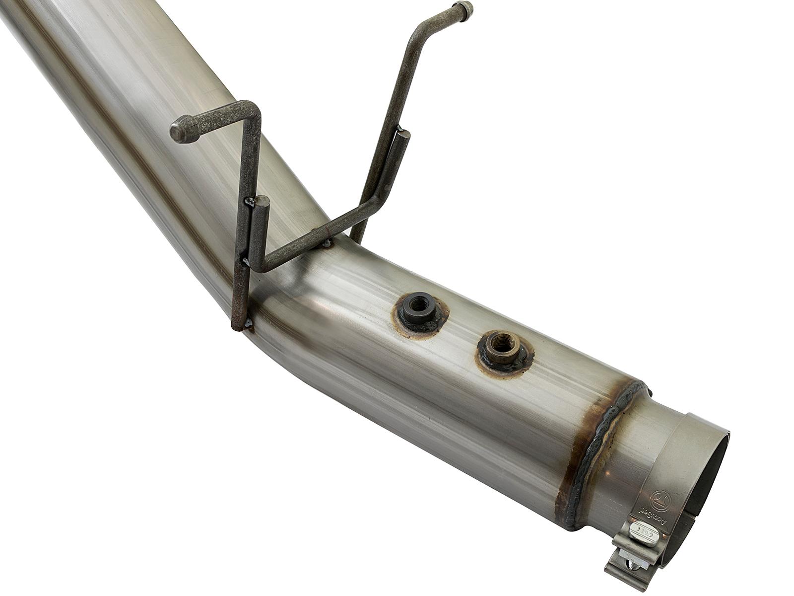 AFE Large Bore-HD 4 IN 409 Stainless Steel DPF-Back Exhaust System w/Black Tip (2017-2019 Silverado 2500 HD, Silverado 3500 HD, Sierra 2500 HD, Sierra 3500 HD) - 49-44085-B