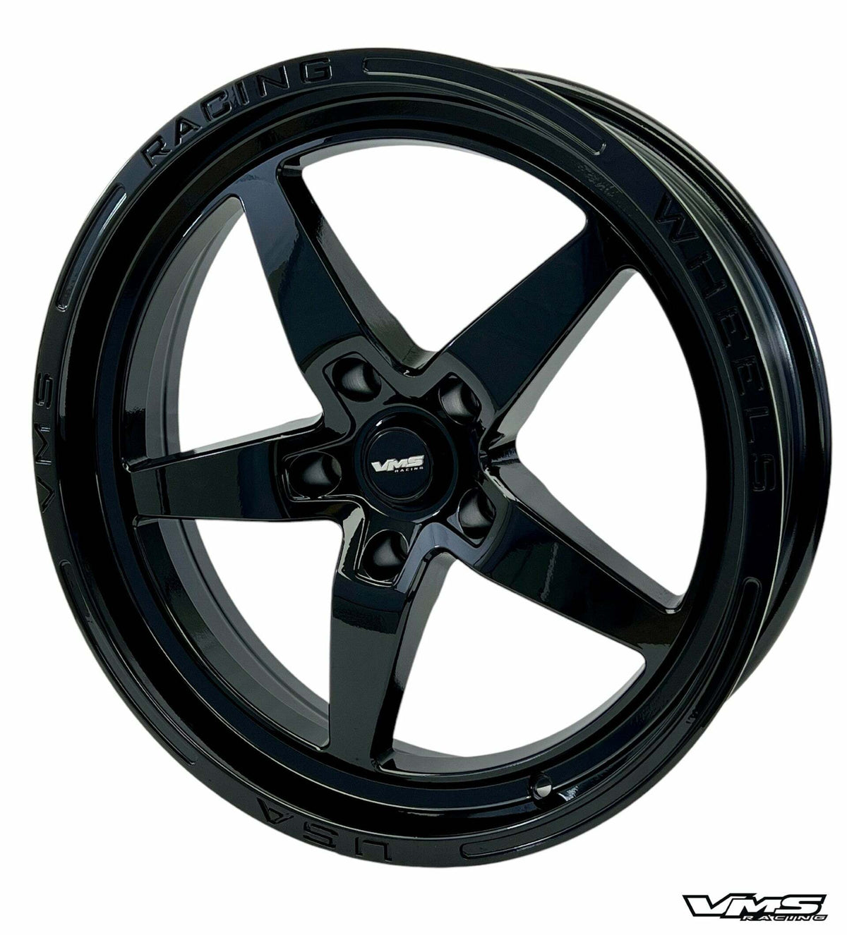 VMS Racing 18 x 5" Front Street Drag Race Wheel - All Black Dark Series (2005-2026 Mustang) - VWST097
