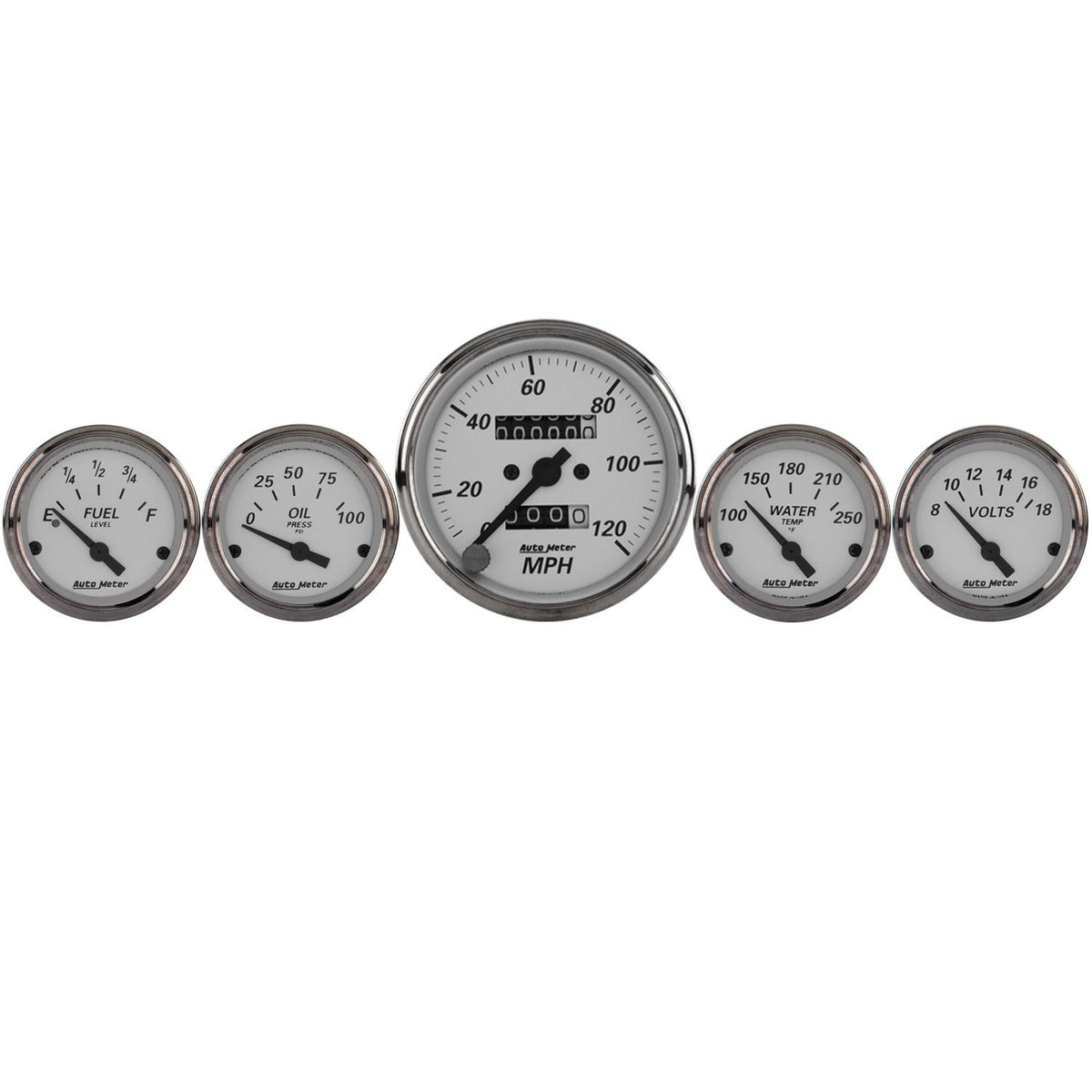 Auto Meter 5 PC. GAUGE KIT, 3-1/8" & 2-1/16", MECH. SPEEDOMETER, AMERICAN PLATINUM - 1901
