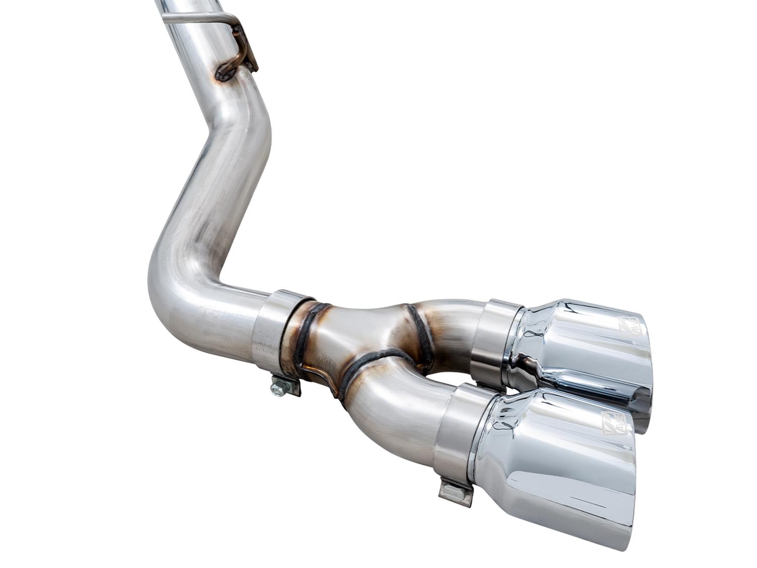 AWE 0FG Catback Dual Side Exit Exhaust for 4th Gen Silverado/Sierra 1500 5.3L (Flat Bumper) - Chrome Silver Tips - 3015-22207