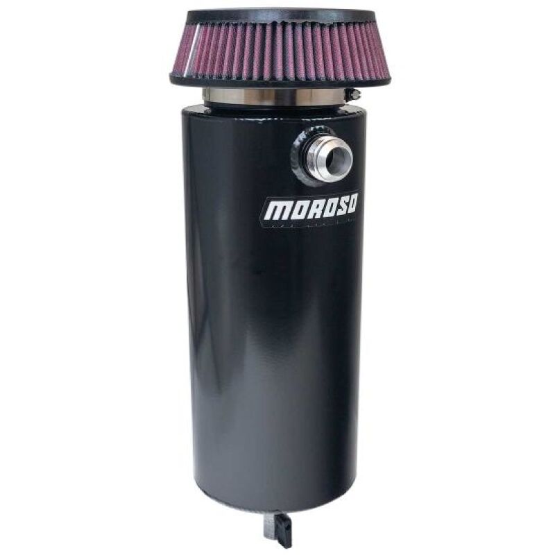 Moroso Breather Tank, Catch Can, 6" Diameter, Single -16AN Inlet, Aluminum, Black PC - 85756