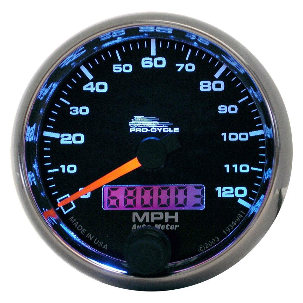 Auto Meter 2-5/8" SPEEDOMETER, 0-120 MPH, BLACK, PRO-CYCLE - 19340