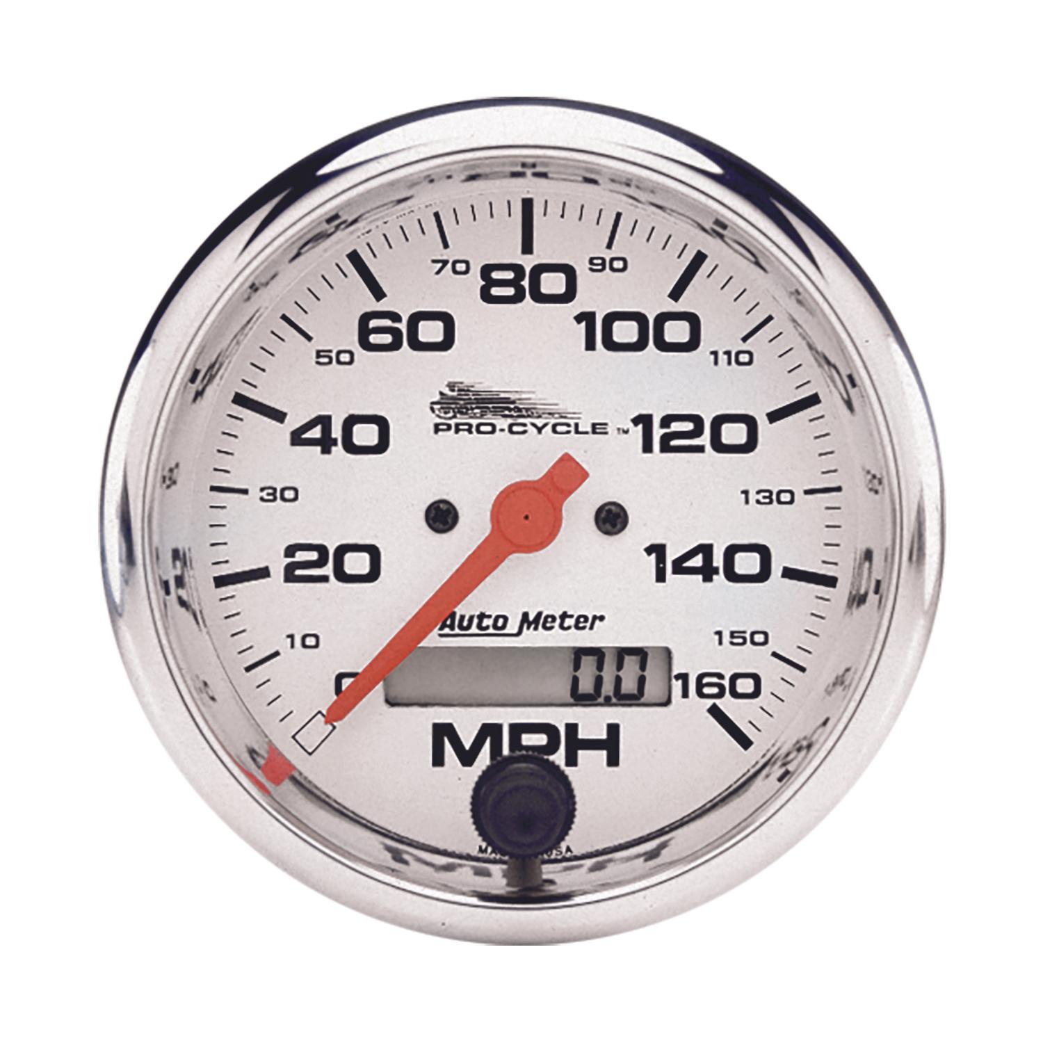 Auto Meter 3-3/4" SPEEDOMETER, 0-160 MPH, WHITE, PRO-CYCLE - 19355