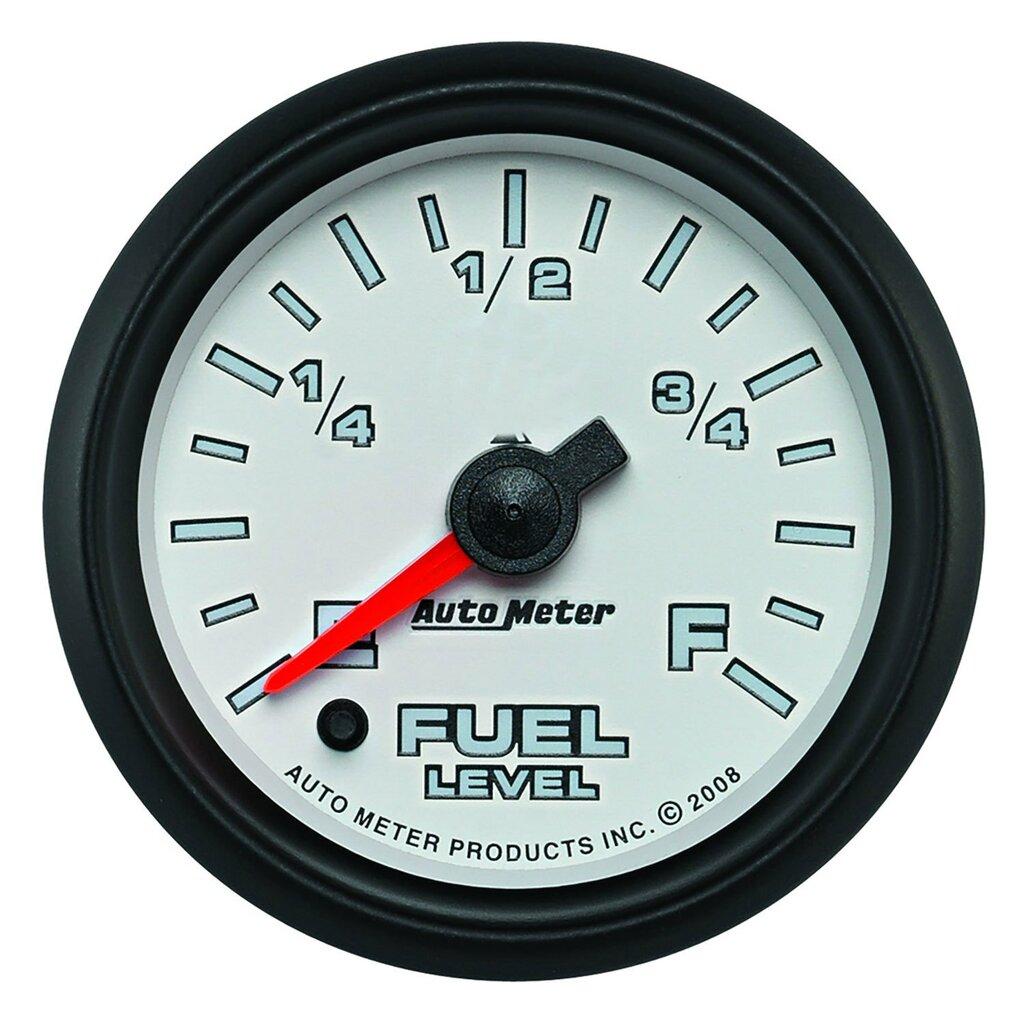Auto Meter 2-1/16" FUEL LEVEL, PROGRAMMABLE 0-280 Ω, WHITE, PRO-CYCLE - 19509