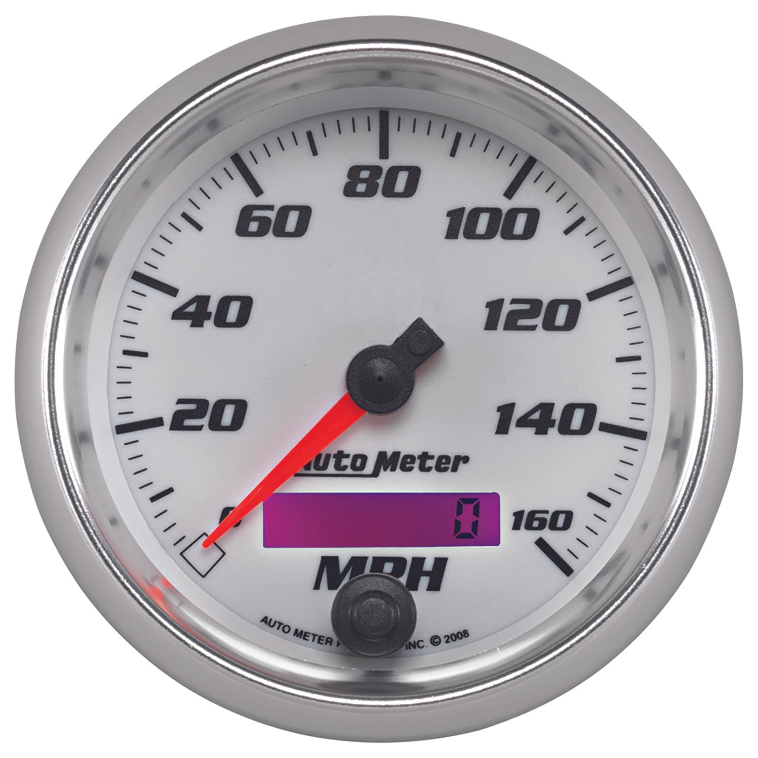 Auto Meter 3-3/8" SPEEDOMETER, 0-160 MPH, WHITE, PRO-CYCLE - 19789