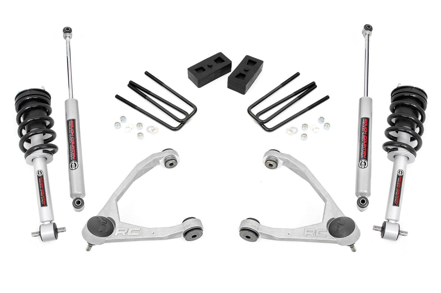 Rough Country 3.5-inch Suspension Lift Kit (Factory Cast Steel Control Arm Models) (2014-2018 Silverado 1500,2014-2018 GMC Sierra 1500) - 198.23