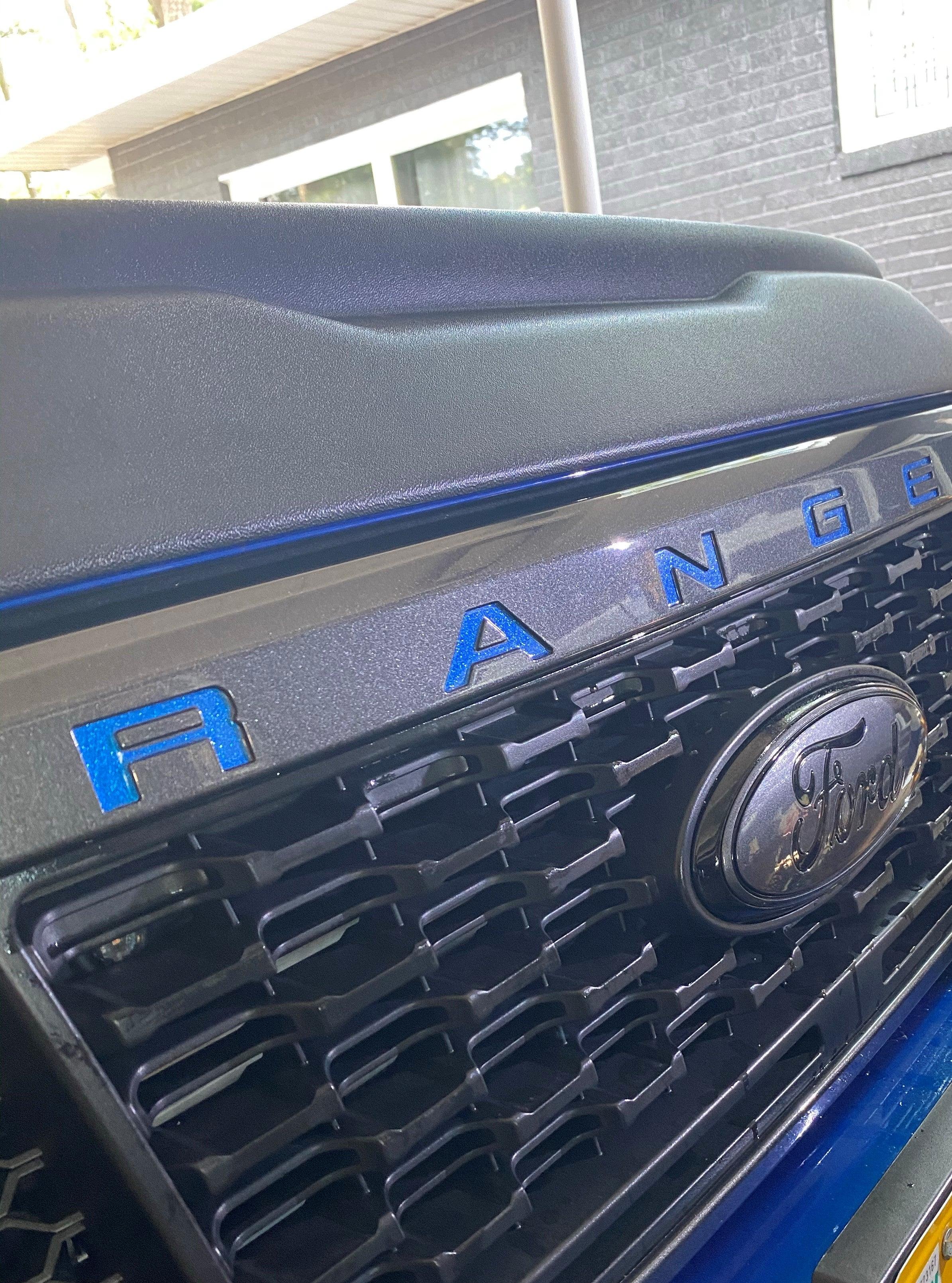 Anchor Room Front Grille Letter Vinyl Inserts (2019-2023 Ranger) - Competition Orange - 19FA_FGL_CO