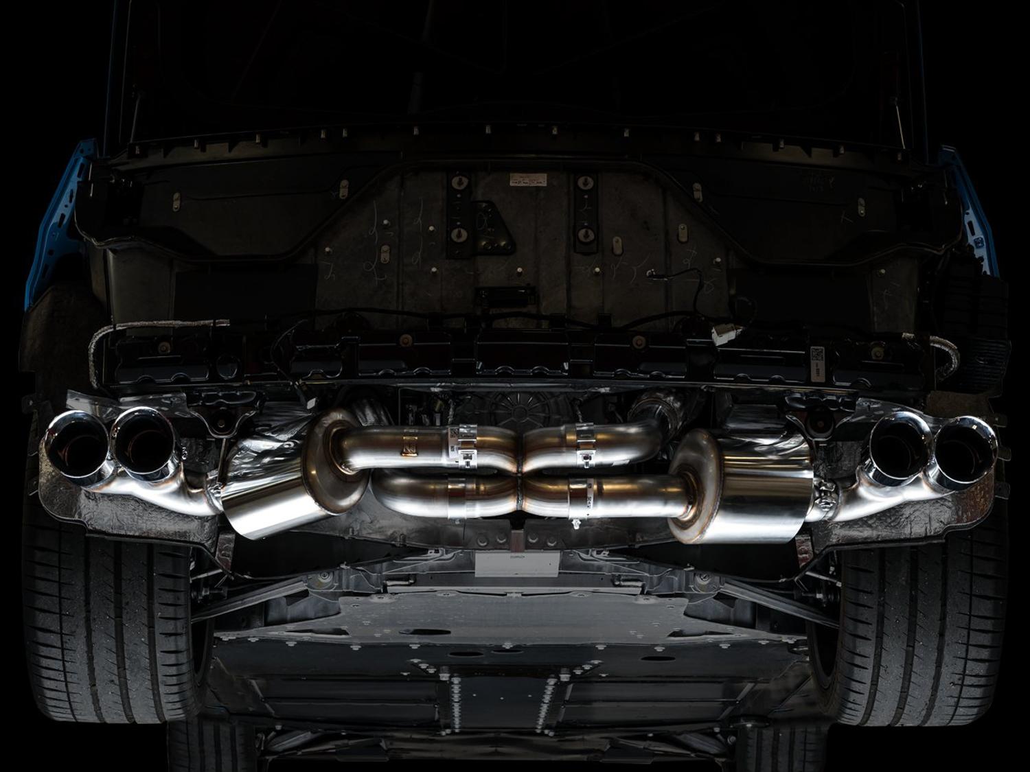 AWE Touring Edition Exhaust - Quad Chrome Silver Tips (2020-2024 Corvette C8) - 3015-42151