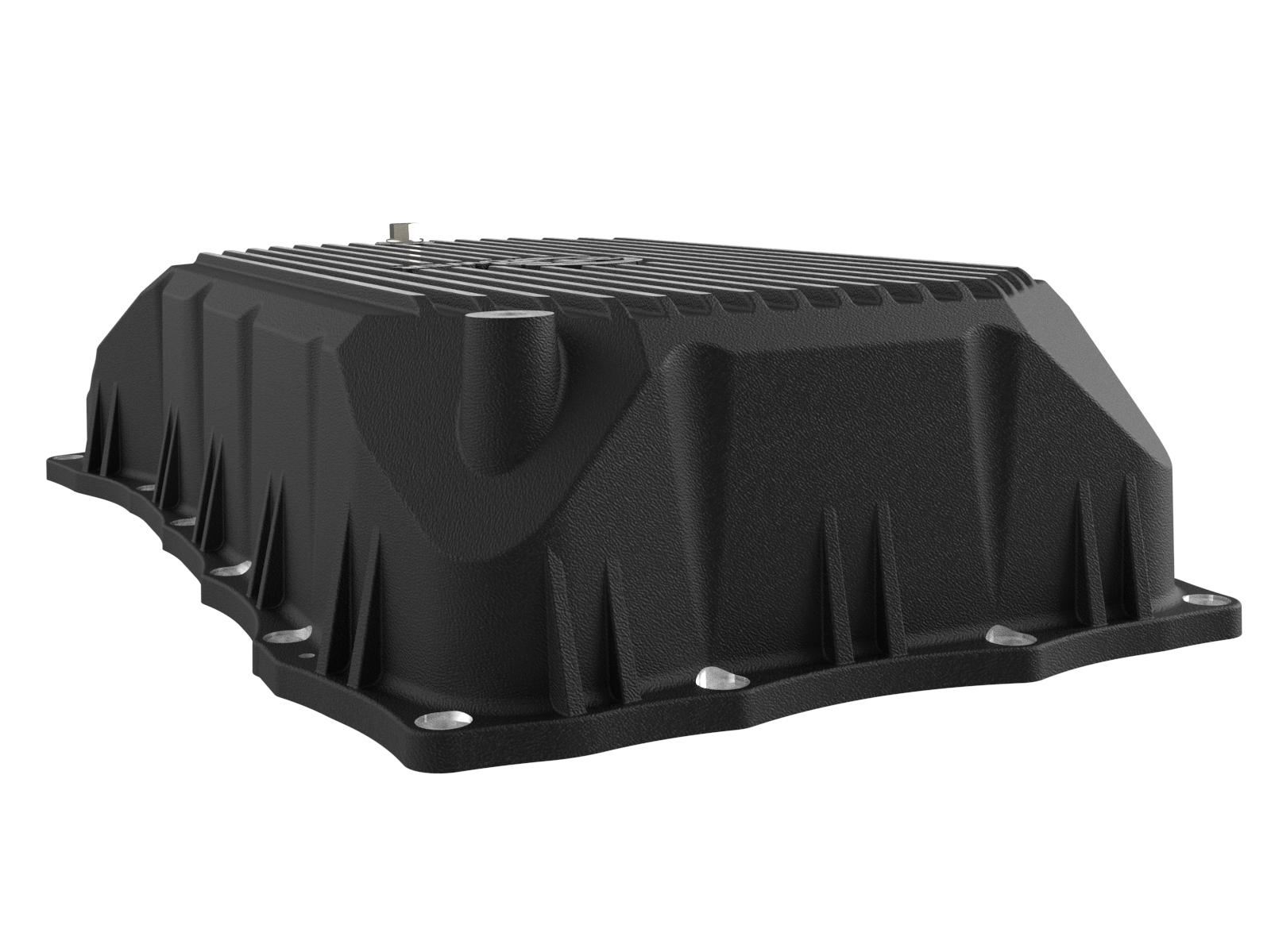 AFE Pro Series Transmission Pan Black w/ Machined Fins (2020-2025 Chevrolet, GMC Fitments) - 46-71380B