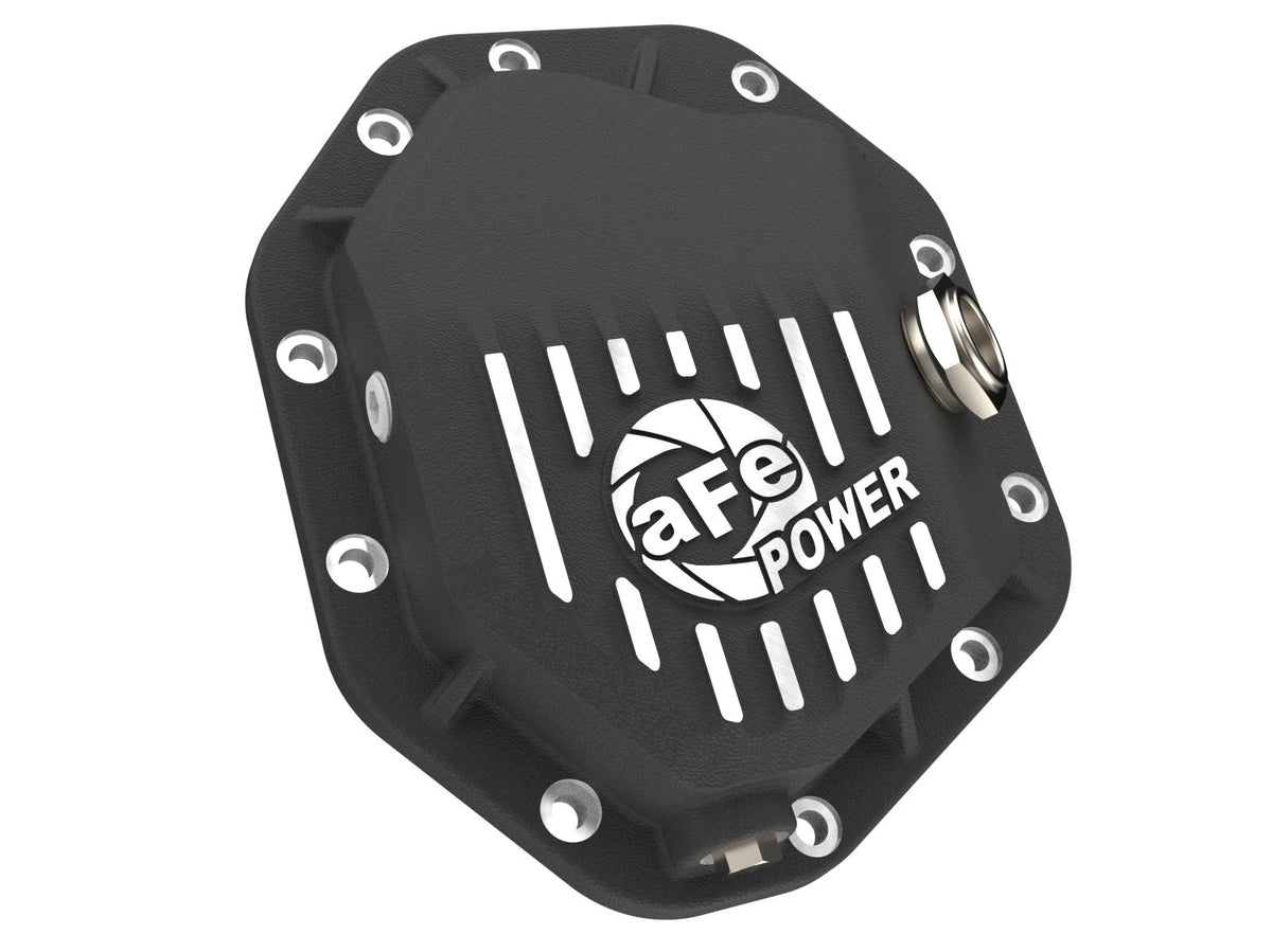 AFE Pro Series Front Differential Cover Black w/ Machined Fins (2019-2025 Cadillac, Chevrolet, GMC Fitments) - 46-71430B