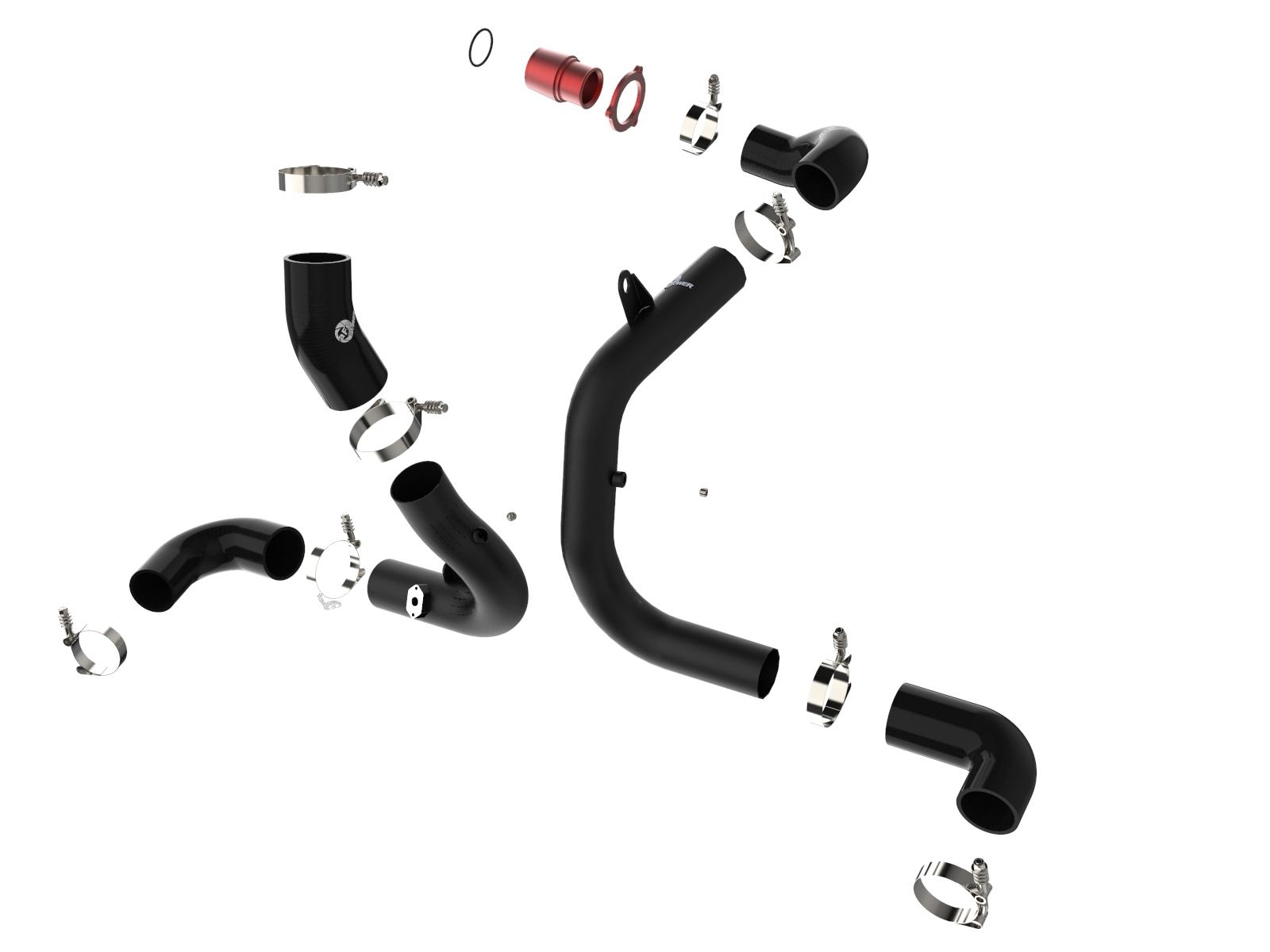 aFe BladeRunner Aluminum Hot and Cold Charge Pipe Kit Black w/ Turbo Muffler Delete (2015-2020 GTI 2.0L) - 46-20415-B
