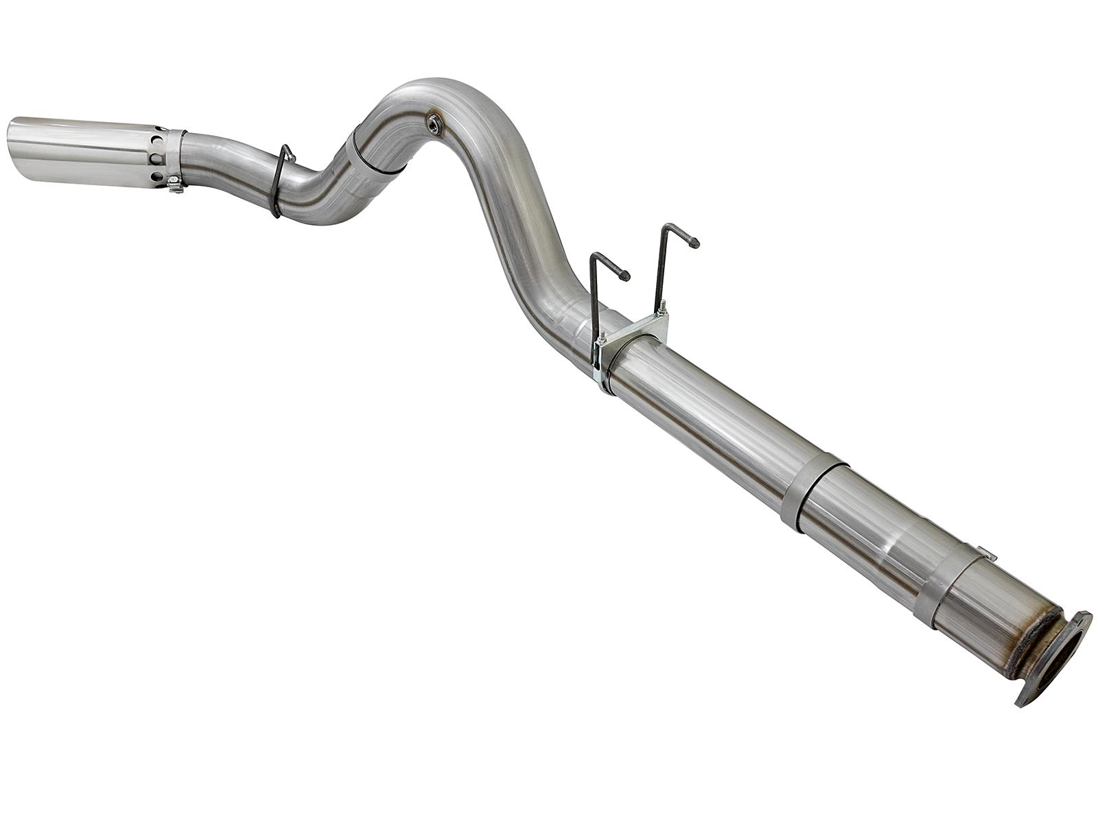 AFE Large Bore-HD 5 IN 409 Stainless Steel DPF-Back Exhaust System w/Polished Tip (2017-2021 F-250 Super Duty, F-350 Super Duty) - 49-43090-P