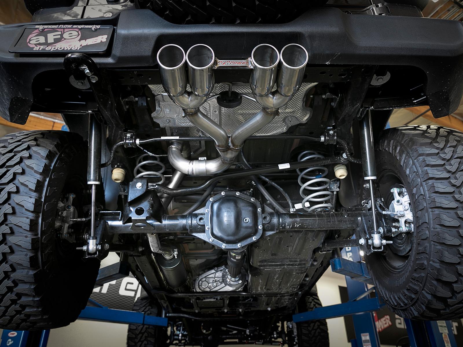 AFE Rebel Series Cat-Back Exhaust w/ Quad Polished Tip (2018-2021 Wrangler, Wrangler) - 49-38071-P