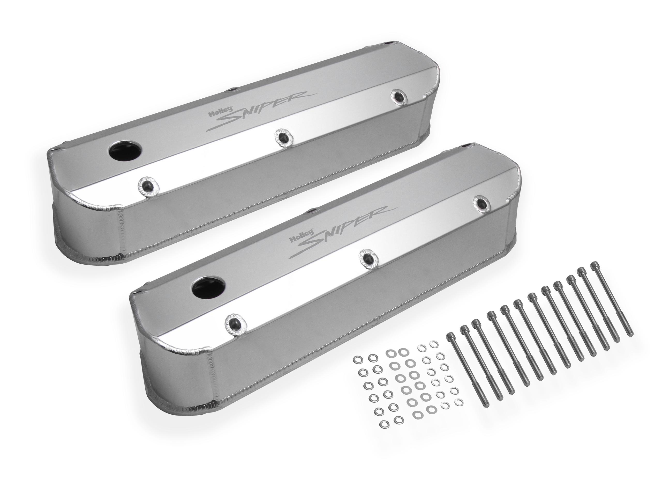 Holley Aluminum Valve Cover Set (1962-1985 Mustang, Mustang II, Ranchero, Thunderbird, Torino, Bronco, Country Sedan, Country Squire, Custom 500, E-100 Econoline, E-200 Econoline, E-300 Econoline, Fairlane, Falcon, Falcon Sedan Delivery, Galaxie, Galaxie