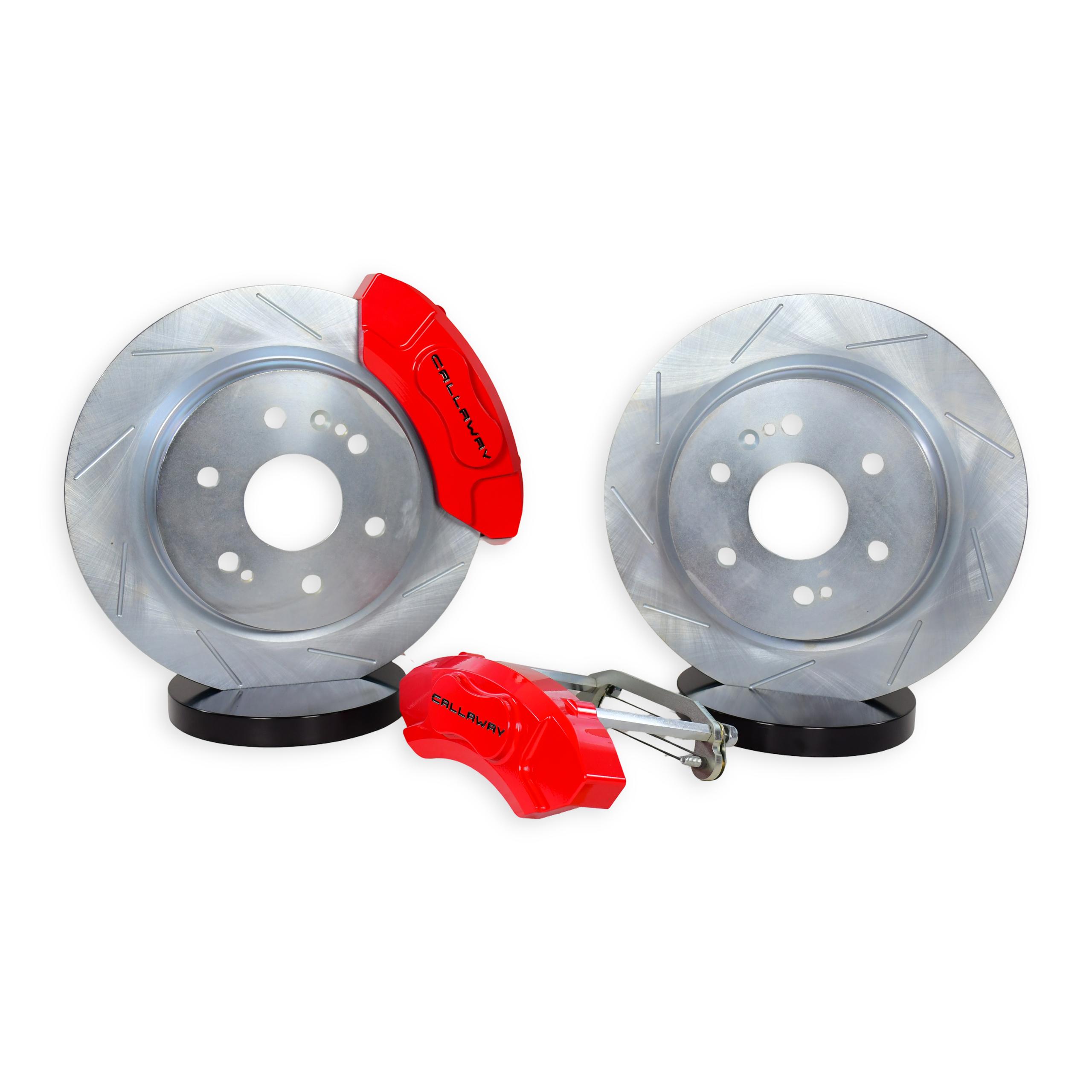 Baer Claw Rotors w/Caliper Covers, Rear, Red, Callaway (Slot/Zinc) (2021-2026 Cadillac, Chevrolet, GMC Fitments) - 7302078R