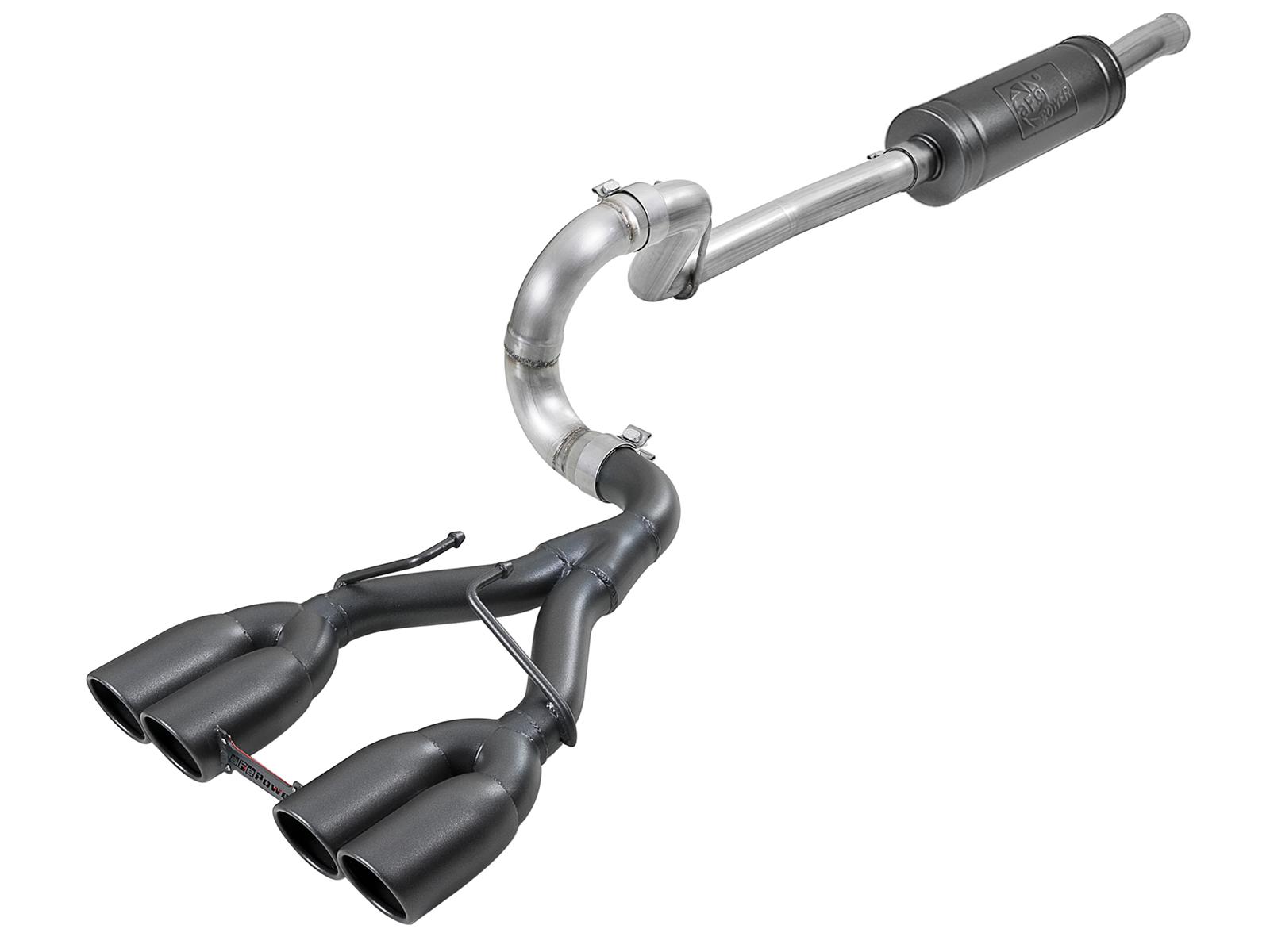 AFE Rebel Series Cat-Back Exhaust System w/ Quad Black Tip (2018-2021 Wrangler, Wrangler) - 49-38071-B