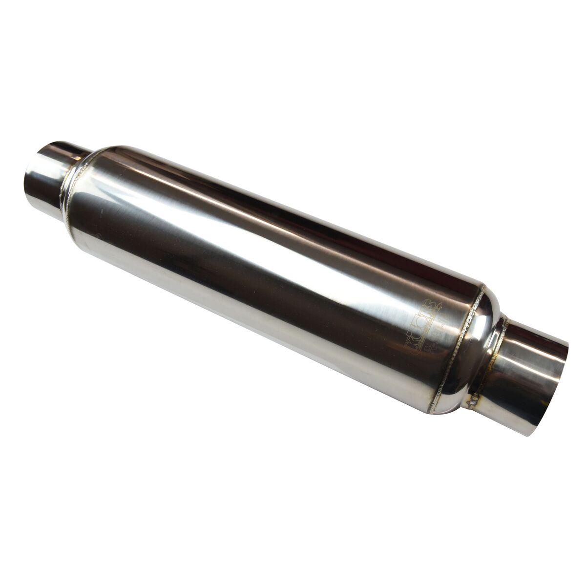 Kooks 3" Round Muffler 14" Long. Polished Stainless Steel. - R300-14